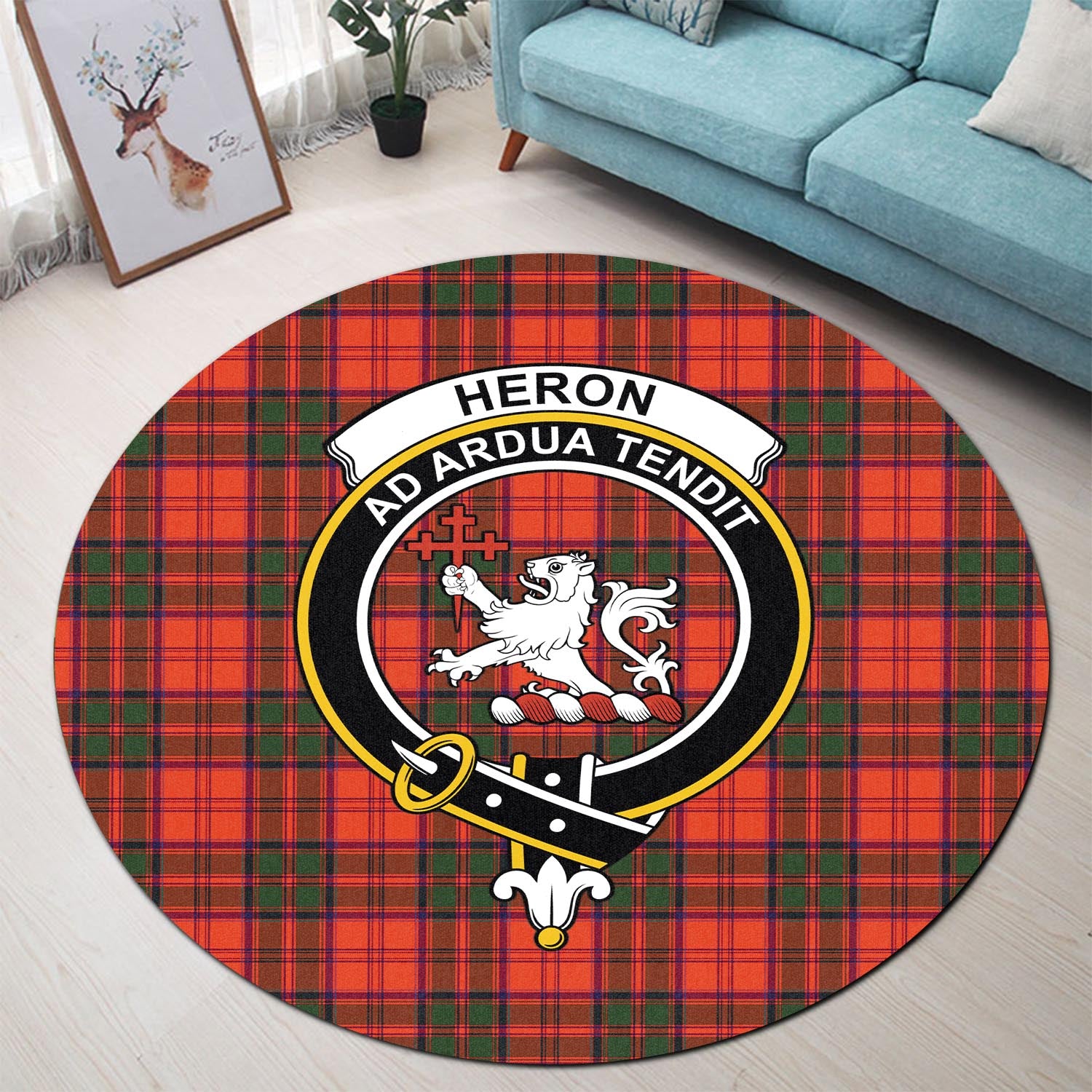 heron-tartan-round-rug-with-family-crest