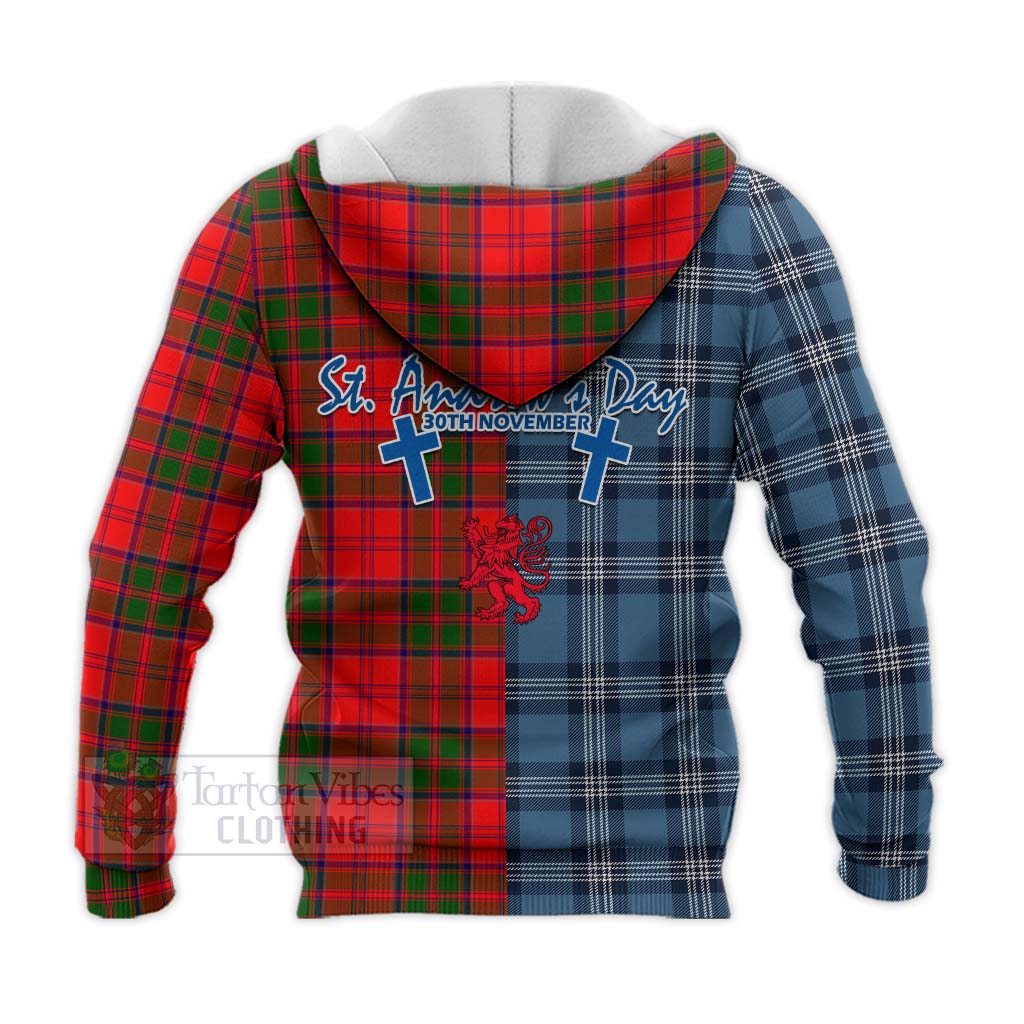 Tartan Vibes Clothing Heron Tartan Knitted Hoodie Happy St. Andrew's Day Half Tartan Style