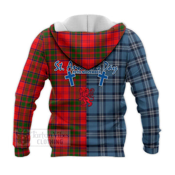 Heron Tartan Knitted Hoodie Happy St. Andrew's Day Half Tartan Style