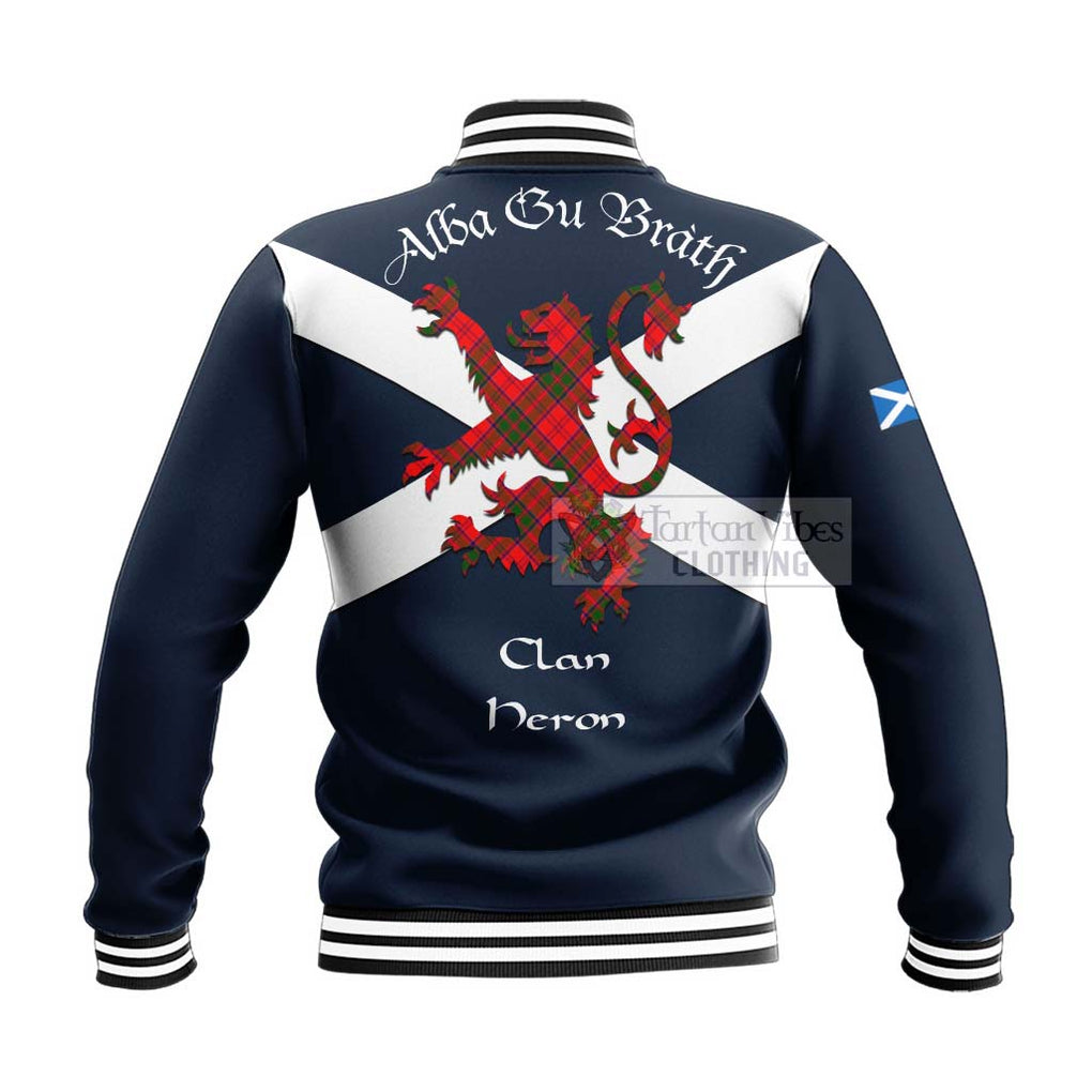 Tartan Vibes Clothing Heron Tartan Lion Rampant Baseball Jacket – Proudly Display Your Heritage with Alba Gu Brath and Clan Name