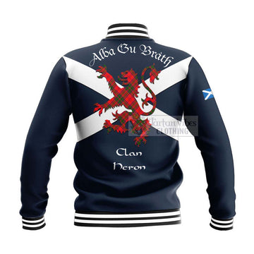 Heron Tartan Lion Rampant Baseball Jacket  Proudly Display Your Heritage with Alba Gu Brath and Clan Name