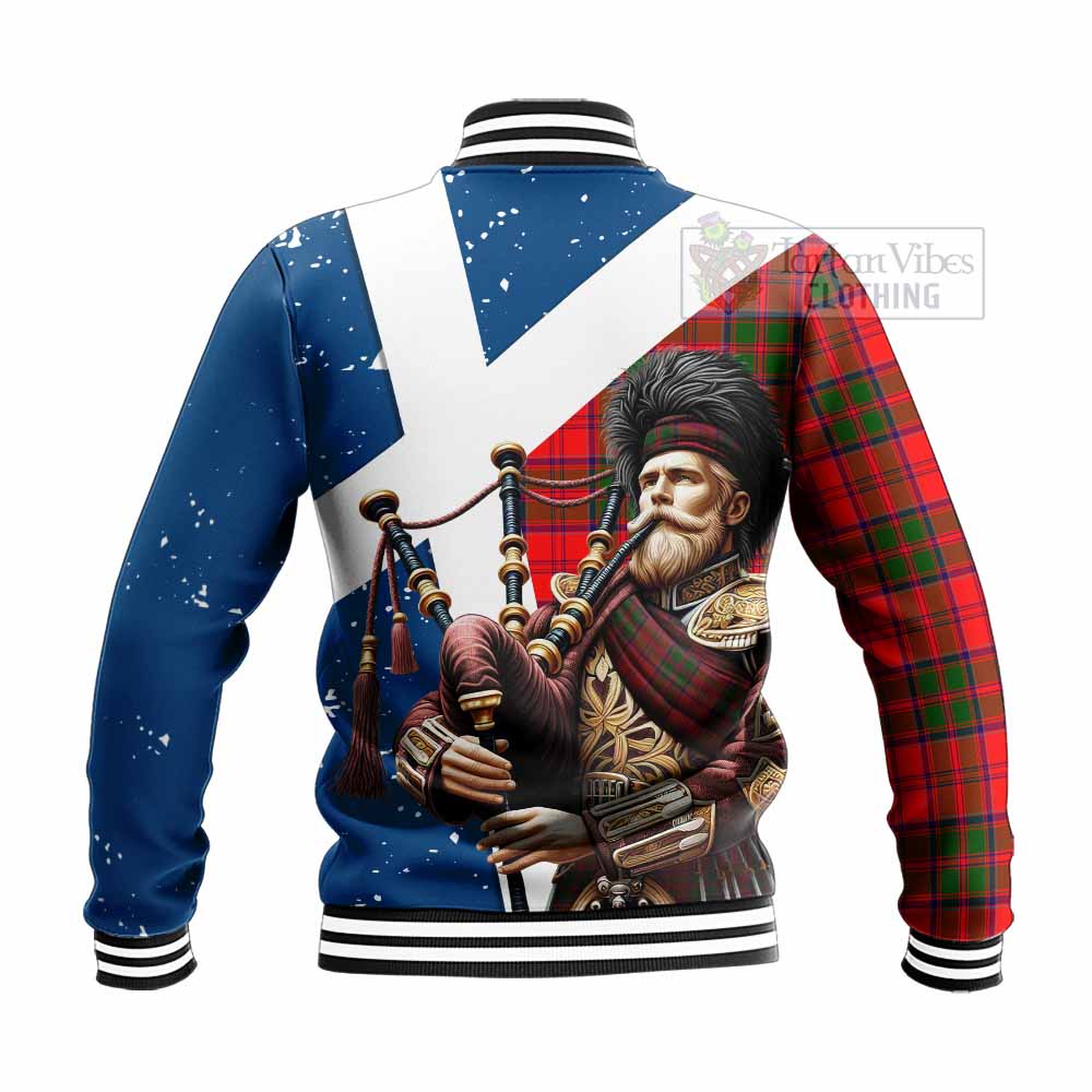 Heron Tartan Baseball Jacket with Family Crest Scottish Bagpiper Vibes - Tartan Vibes Clothing