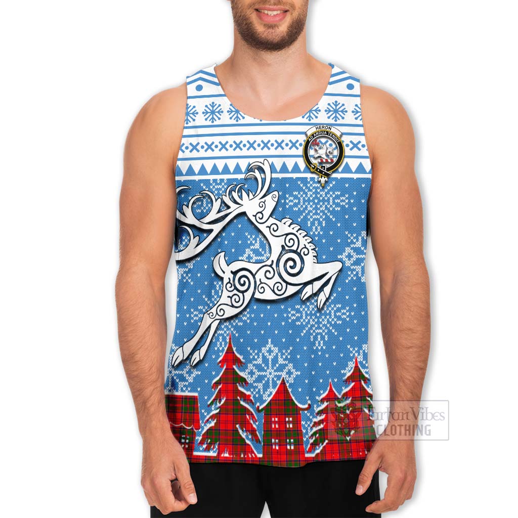 Tartan Vibes Clothing Heron Clan Christmas Men's Tank Top Celtic Reindeer Style