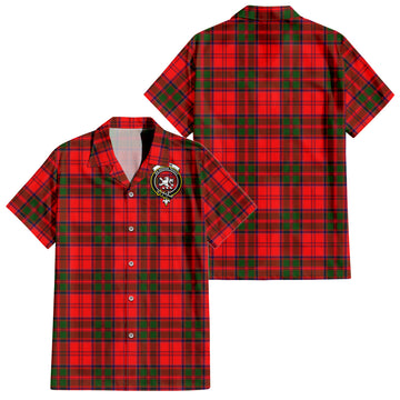 Heron Tartan Short Sleeve Button Down Shirt with Family Crest