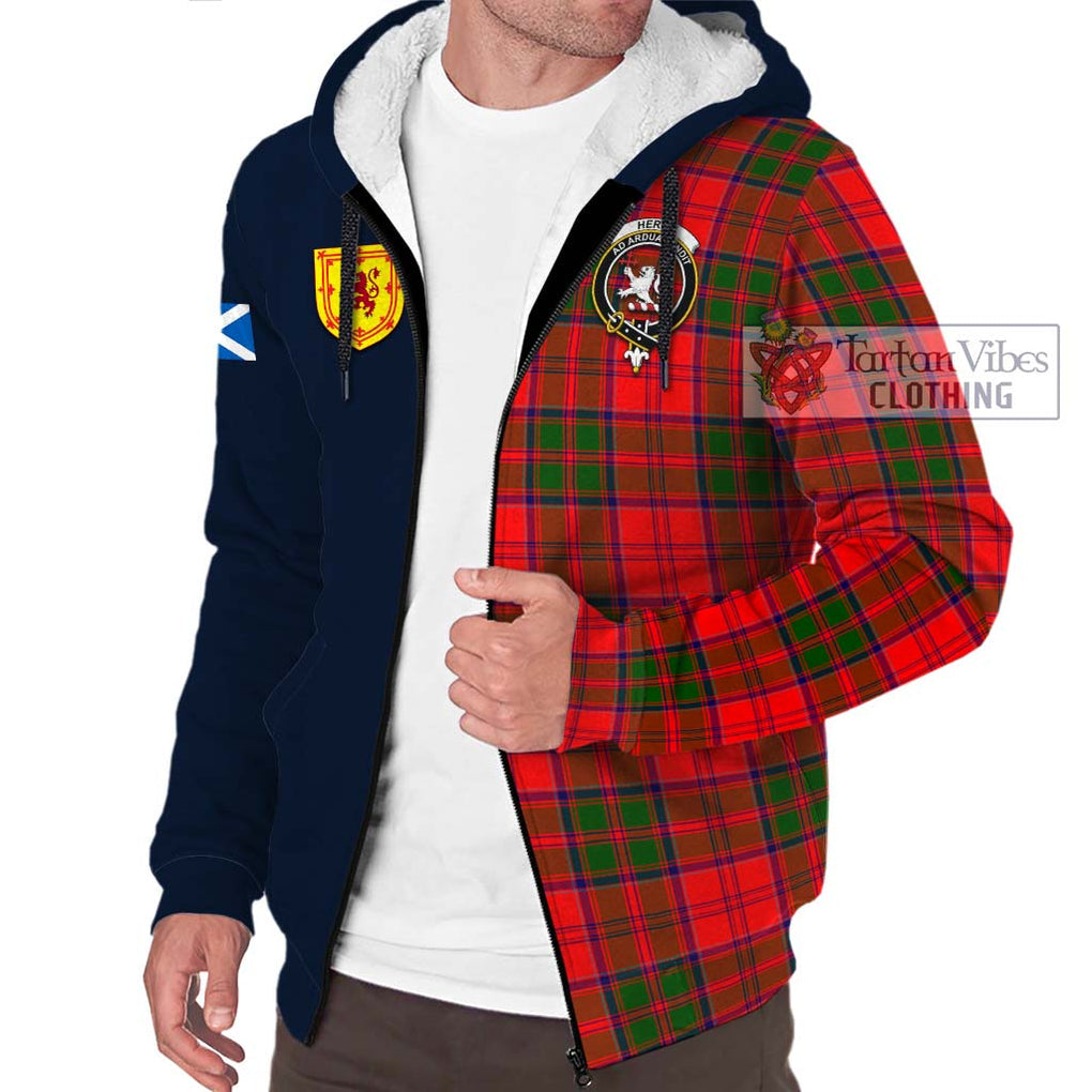 Tartan Vibes Clothing Heron Tartan Sherpa Hoodie with Scottish Lion Royal Arm Half Style