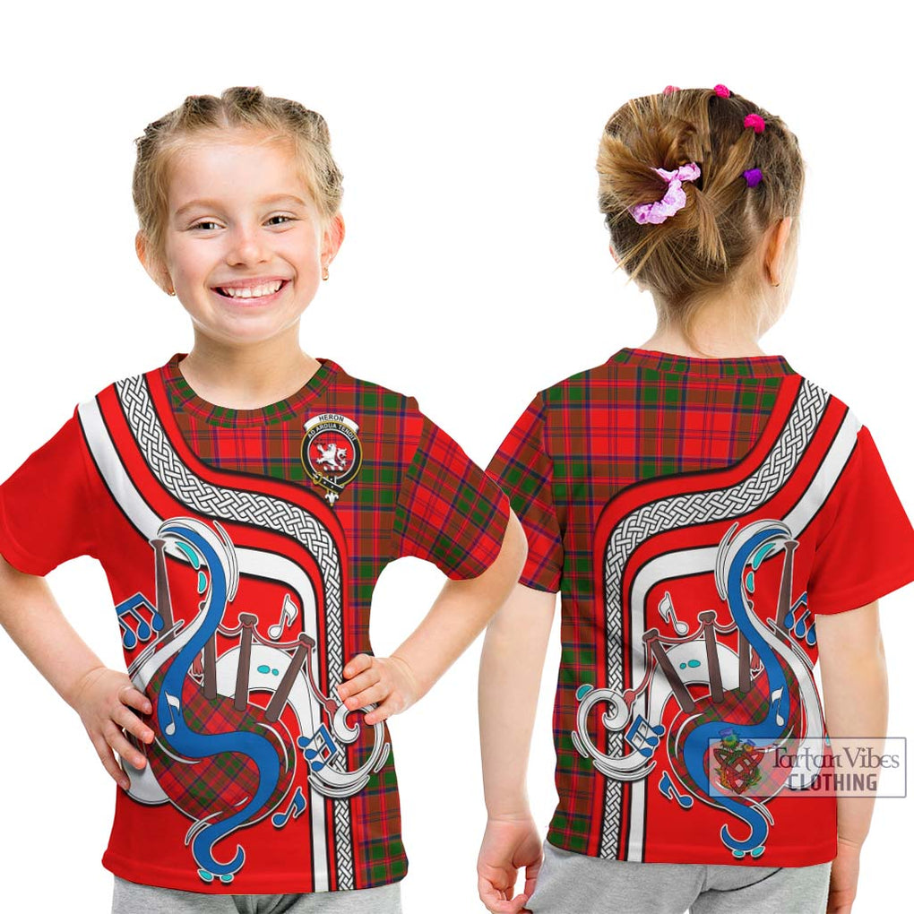 Tartan Vibes Clothing Heron Tartan Kid T-Shirt with Epic Bagpipe Style