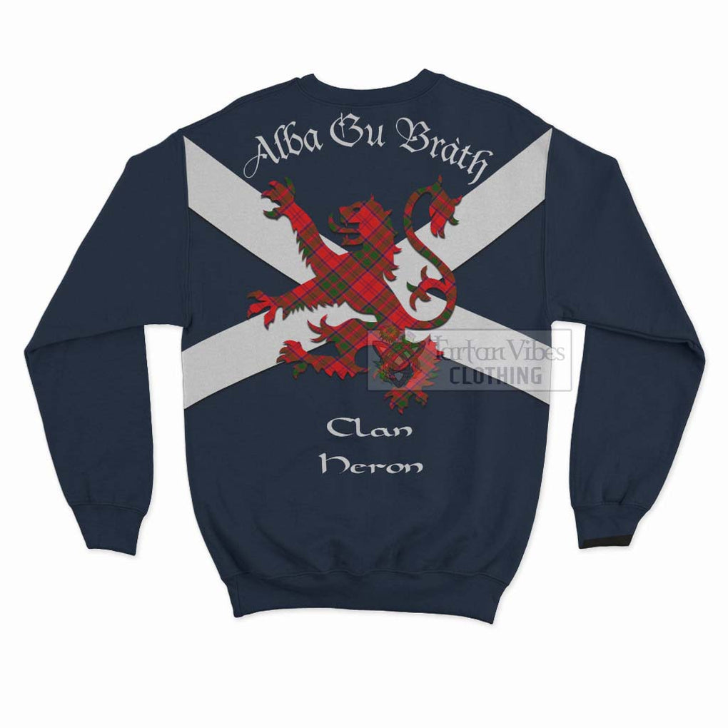 Tartan Vibes Clothing Heron Tartan Lion Rampant Sweatshirt – Proudly Display Your Heritage with Alba Gu Brath and Clan Name