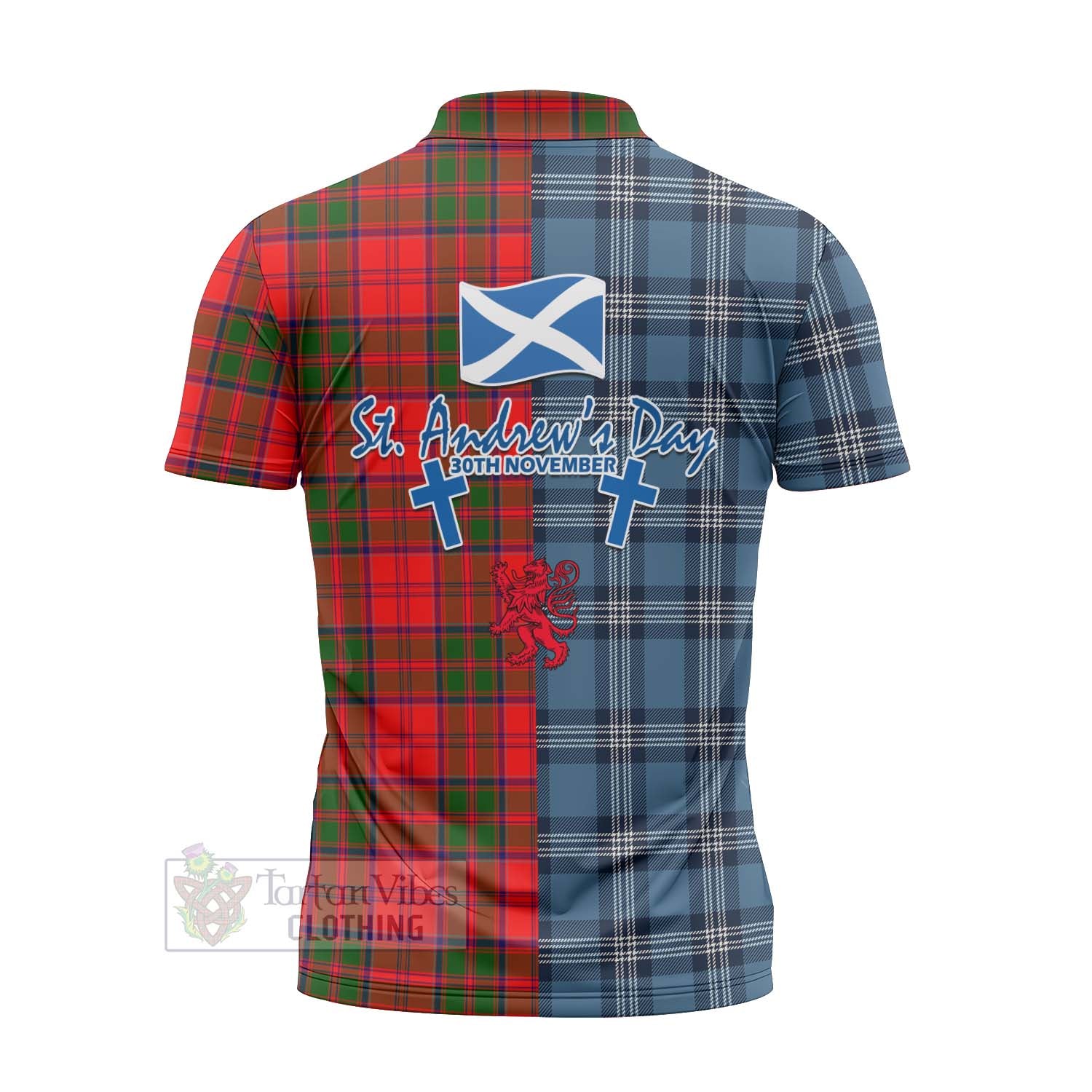 Tartan Vibes Clothing Heron Tartan Zipper Polo Shirt Happy St. Andrew's Day Half Tartan Style