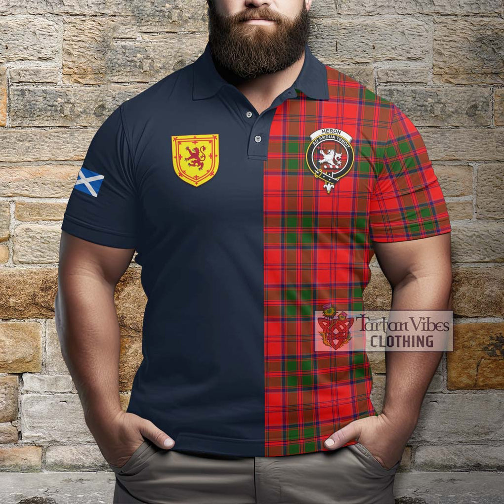 Tartan Vibes Clothing Heron Tartan Polo Shirt with Scottish Lion Royal Arm Half Style