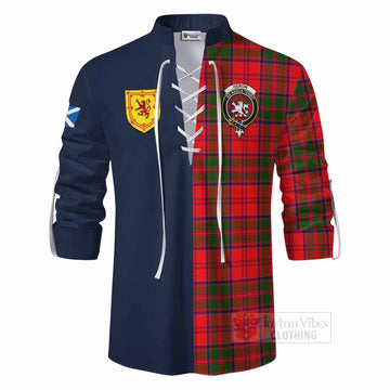 Heron Tartan Ghillie Kilt Shirt Alba with Scottish Lion Royal Arm Half Style