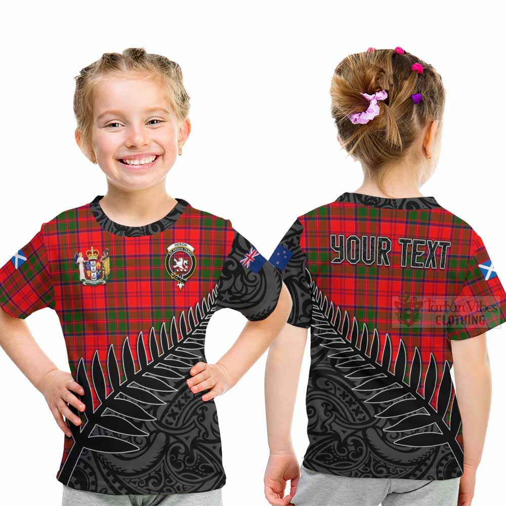 Tartan Vibes Clothing Heron Crest Tartan Kid T-Shirt with New Zealand Silver Fern Half Style