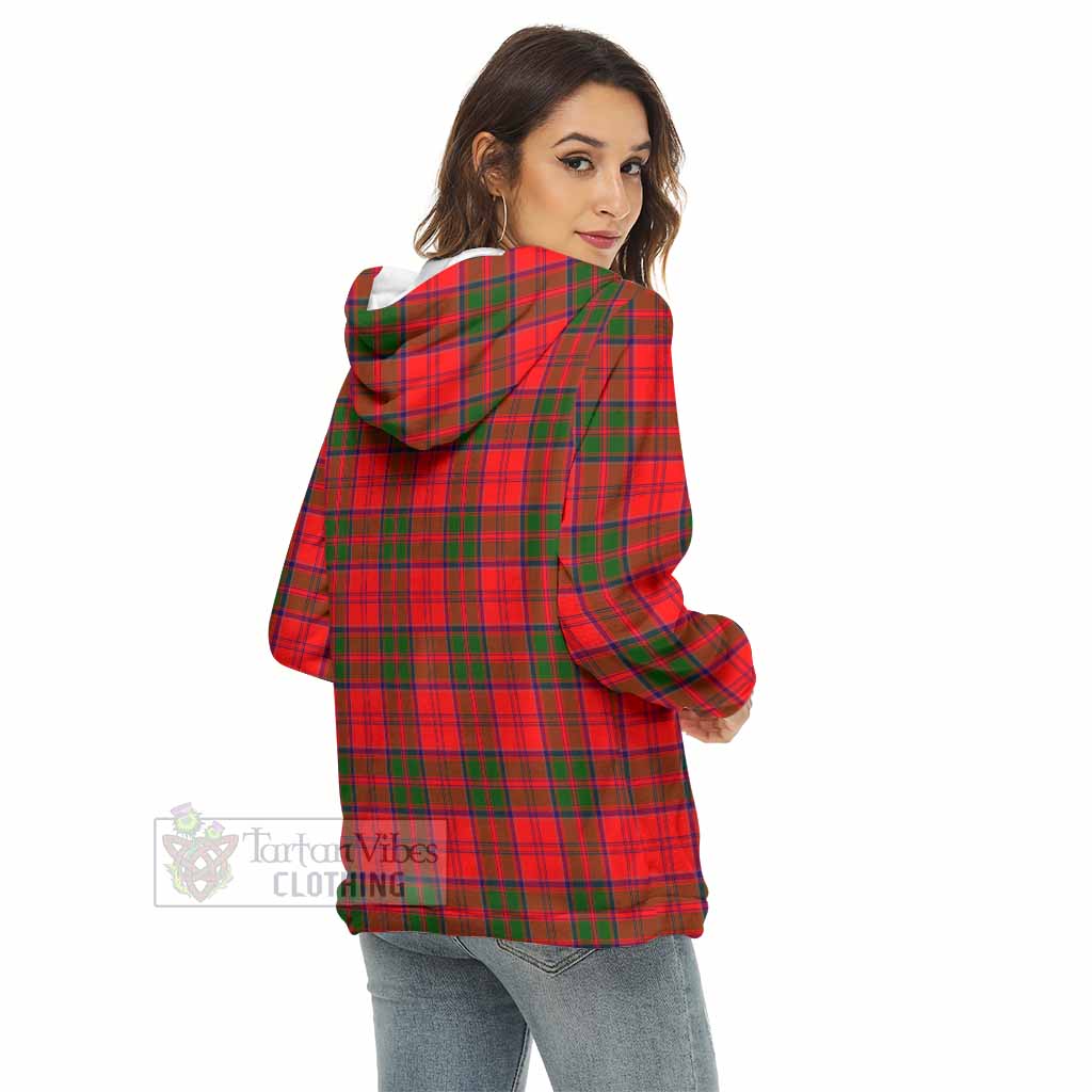 Tartan Vibes Clothing Heron Tartan Crest Women's Borg  Half Zip Fleece Hoodie