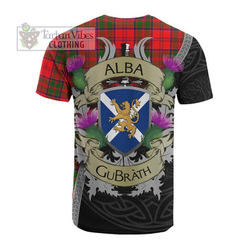Heron Tartan Family Crest Cotton T-shirt Lion Rampant Royal Thistle Shield Celtic Inspired - Tartan Vibes Clothing