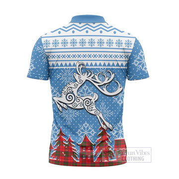 Heron Clan Christmas Zipper Polo Shirt Celtic Reindeer Style