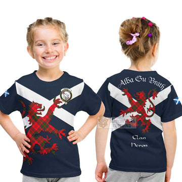 Heron Tartan Lion Rampant Kid T-Shirt Proudly Display Your Heritage with Alba Gu Brath and Clan Name