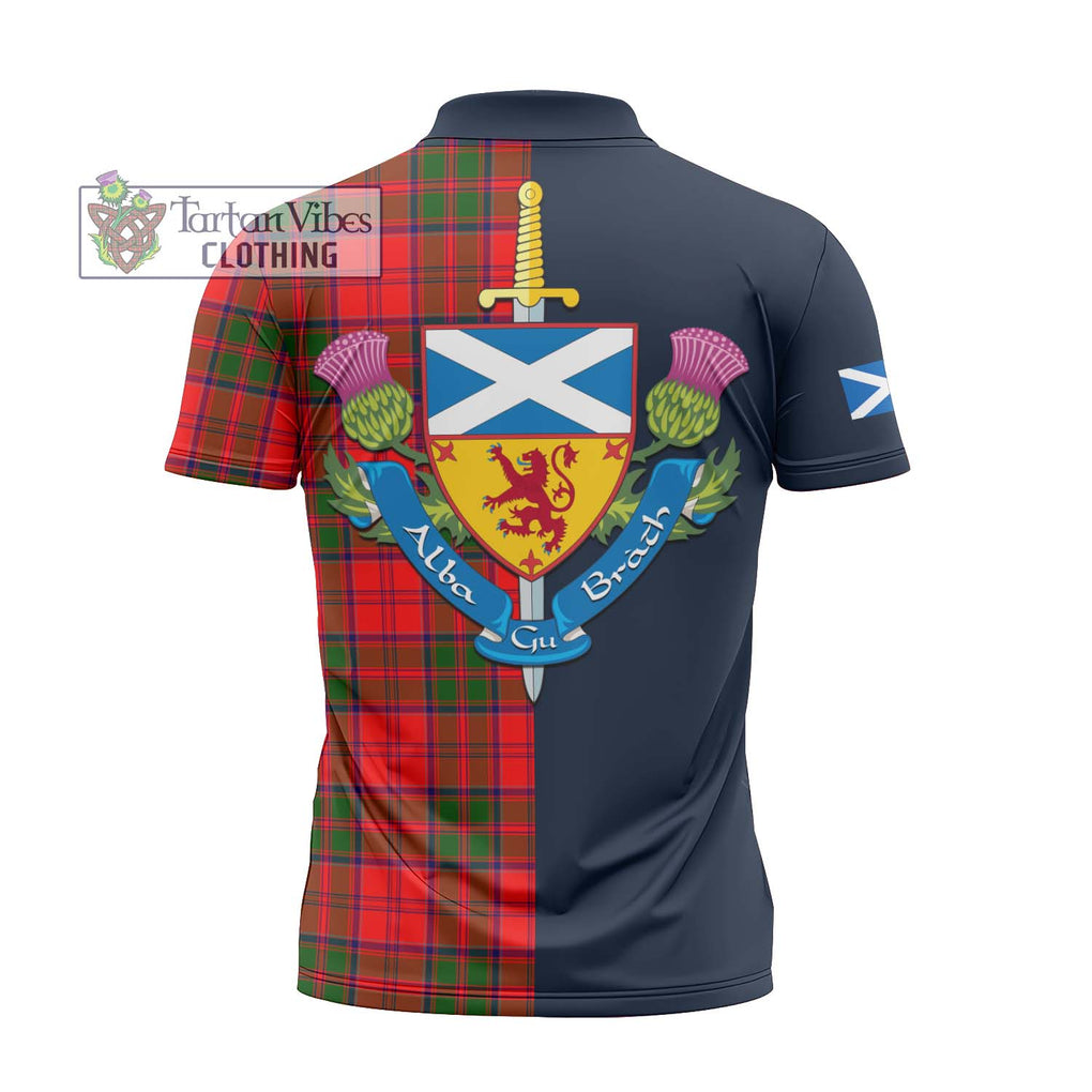 Tartan Vibes Clothing Heron Tartan Zipper Polo Shirt with Scottish Lion Royal Arm Half Style