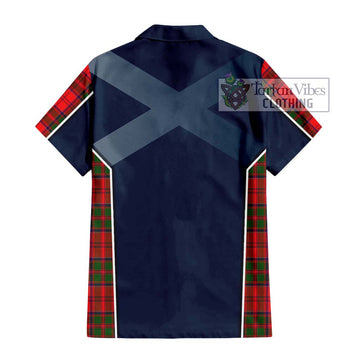 Heron Tartan Short Sleeve Button Shirt with Family Crest and Lion Rampant Vibes Sport Style