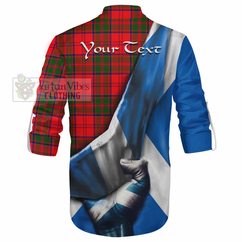 Tartan Vibes Clothing Heron Tartan Ghillie Kilt Shirt with Family Crest Scotland Patriotic Style