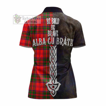 Heron Tartan Family Crest Women's Polo Shirt Alba Gu Brath Be Brave Lion Ancient Style - Tartan Vibes Clothing