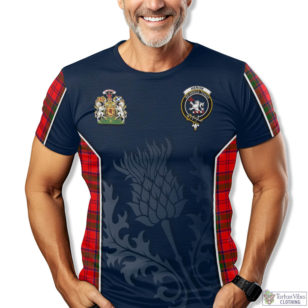 Tartan Vibes Clothing Heron Tartan T-Shirt with Family Crest and Scottish Thistle Vibes Sport Style