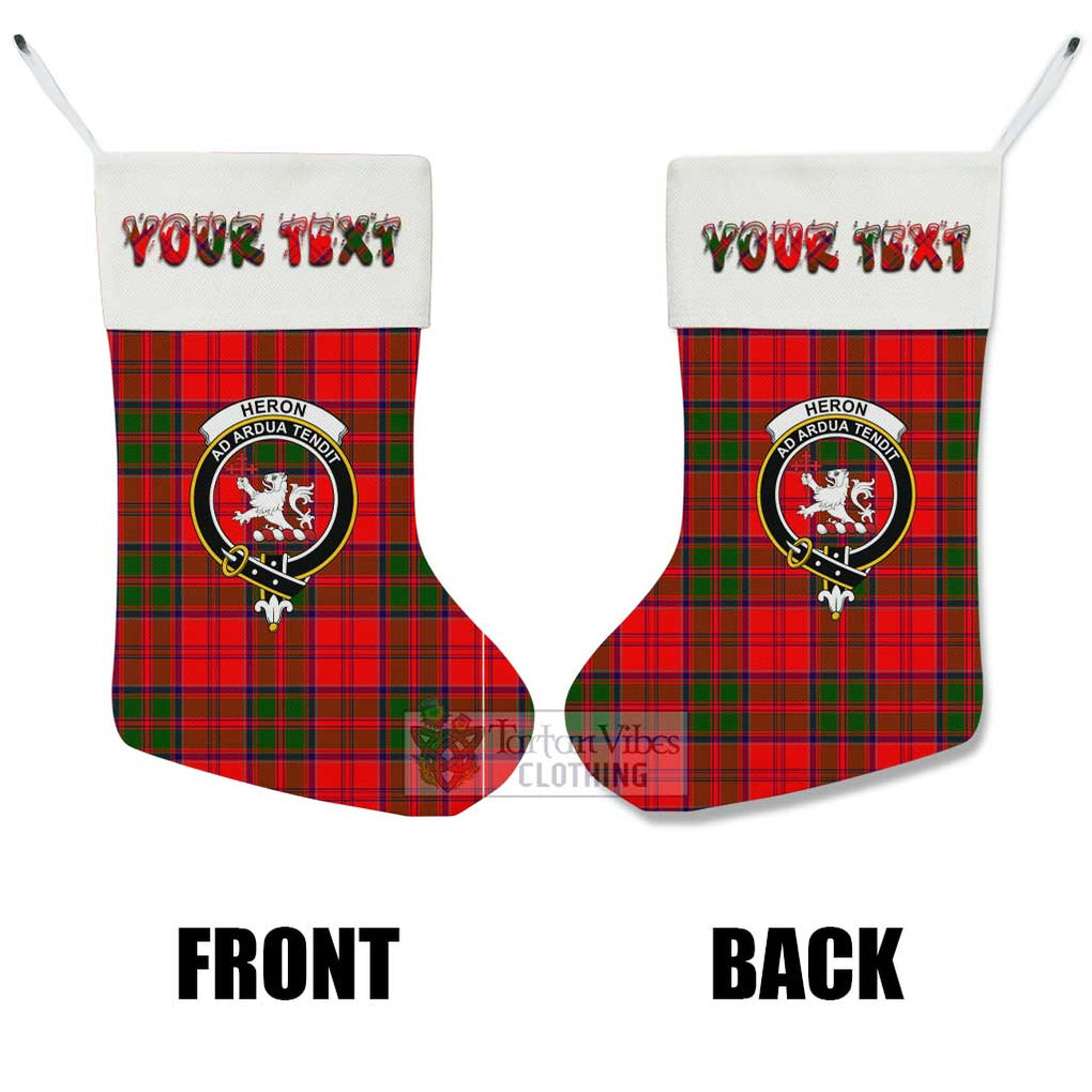 Tartan Vibes Clothing Heron Tartan Family Crest Christmas Stocking with Personalized Text