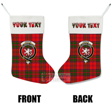 Heron Tartan Family Crest Christmas Stocking with Personalized Text