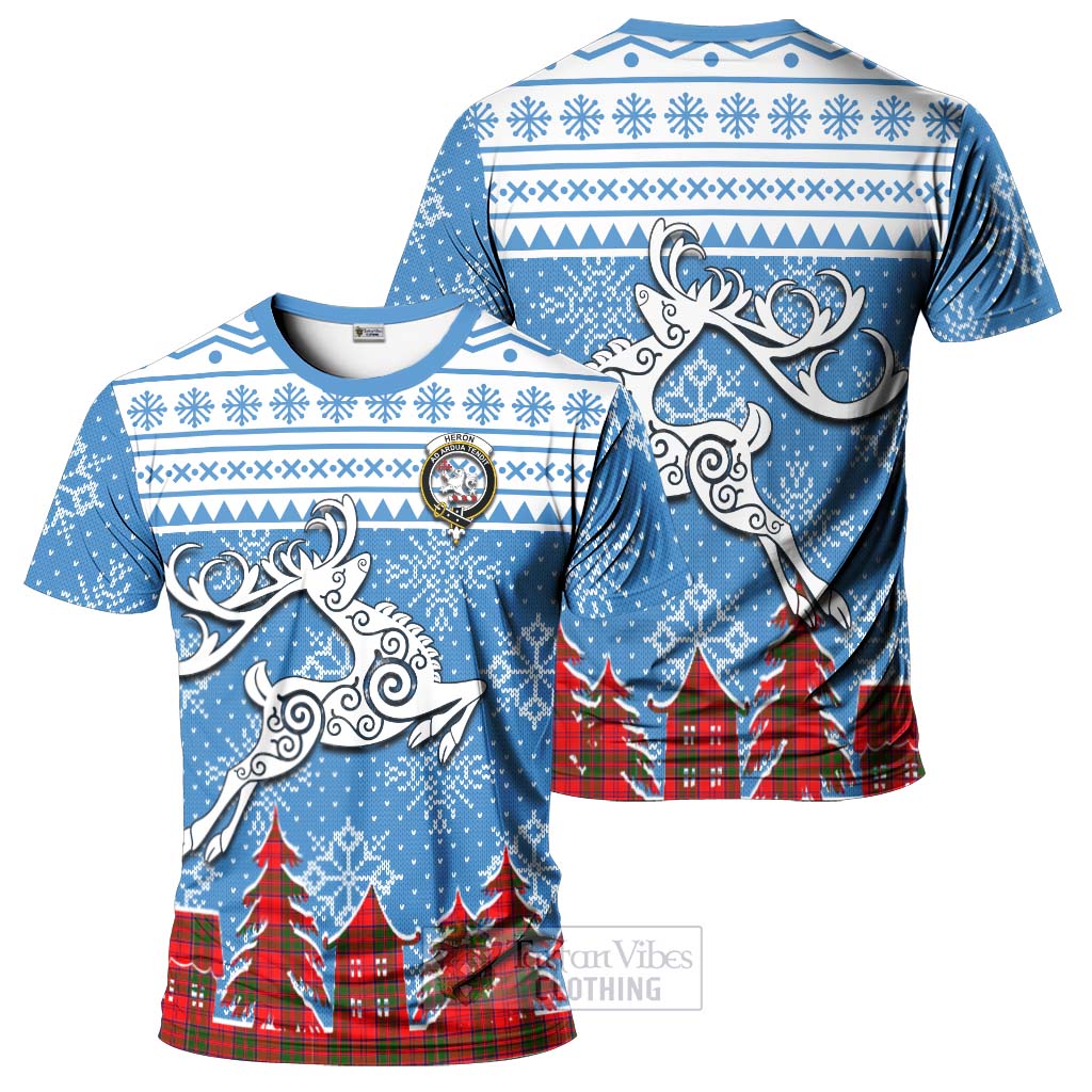 Tartan Vibes Clothing Heron Clan Christmas T-Shirt Celtic Reindeer Style