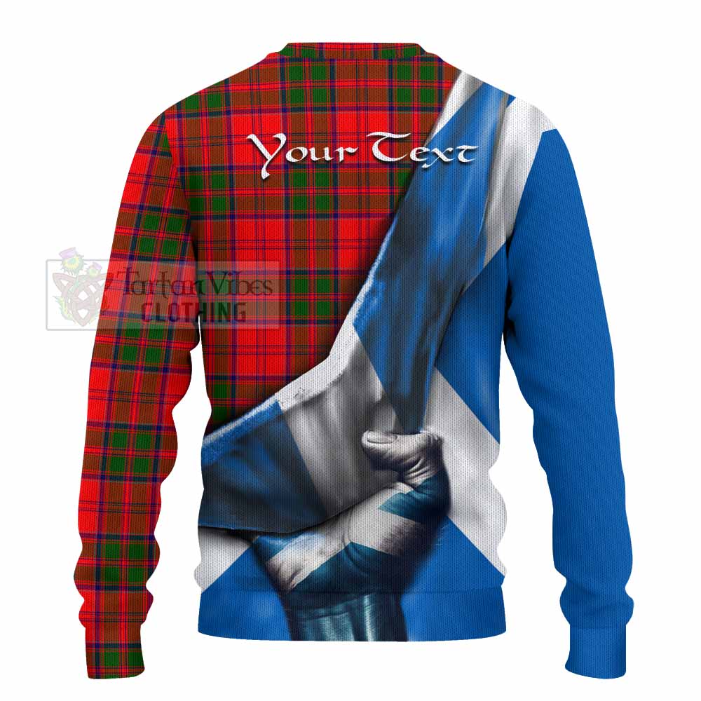 Tartan Vibes Clothing Heron Tartan Knitted Sweater with Family Crest Scotland Patriotic Style