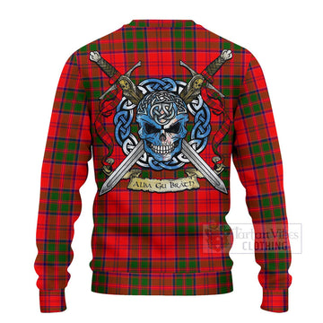 Heron Tartan Ugly Sweater with Family Crest Celtic Skull Style