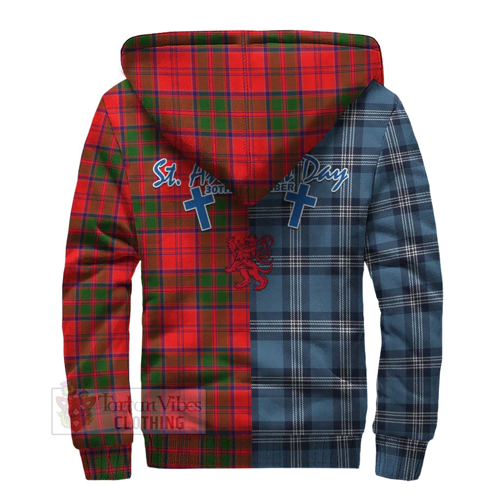 Tartan Vibes Clothing Heron Tartan Sherpa Hoodie Happy St. Andrew's Day Half Tartan Style