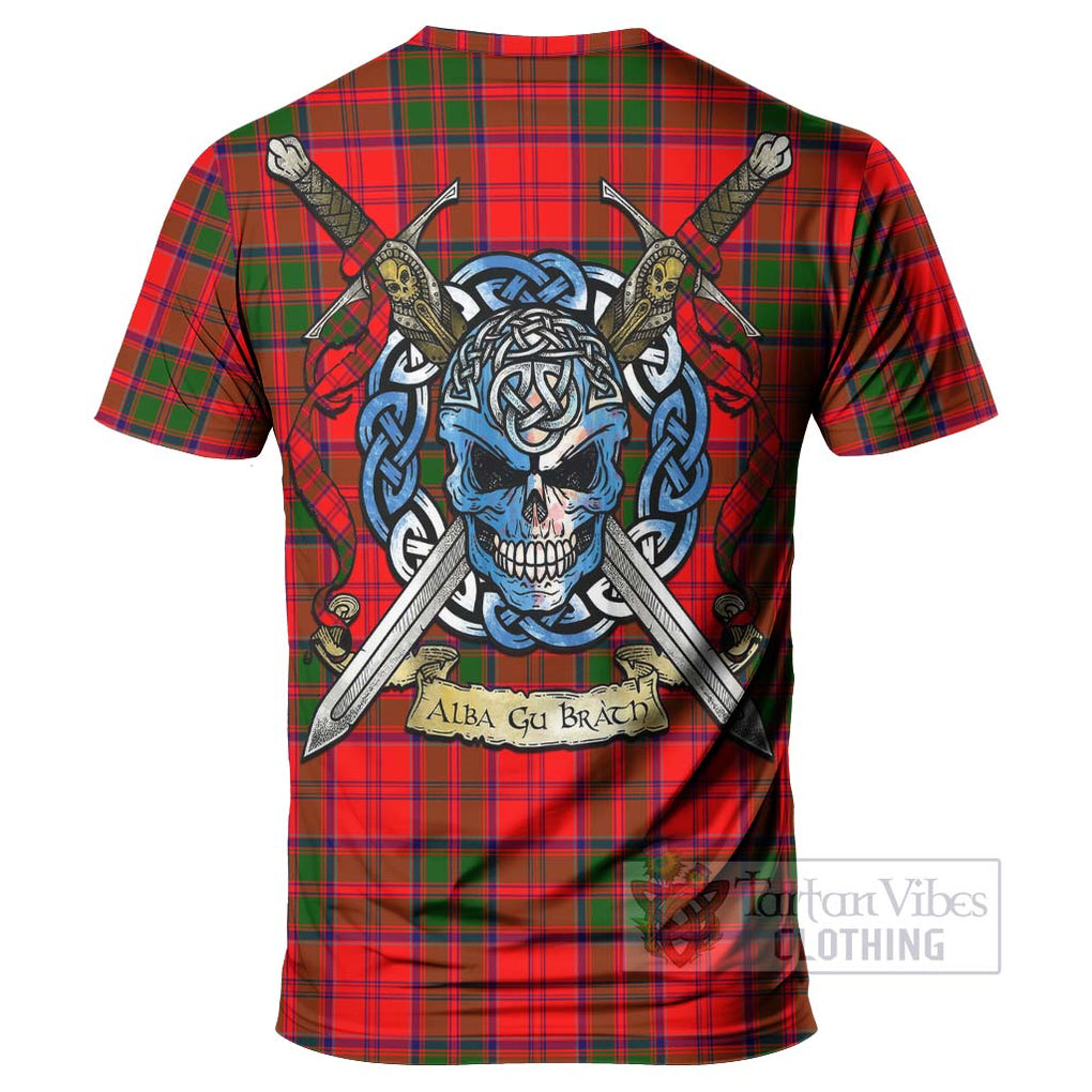 Tartan Vibes Clothing Heron Tartan T-Shirt with Family Crest Celtic Skull Style