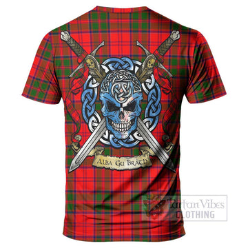 Heron Tartan T-Shirt with Family Crest Celtic Skull Style