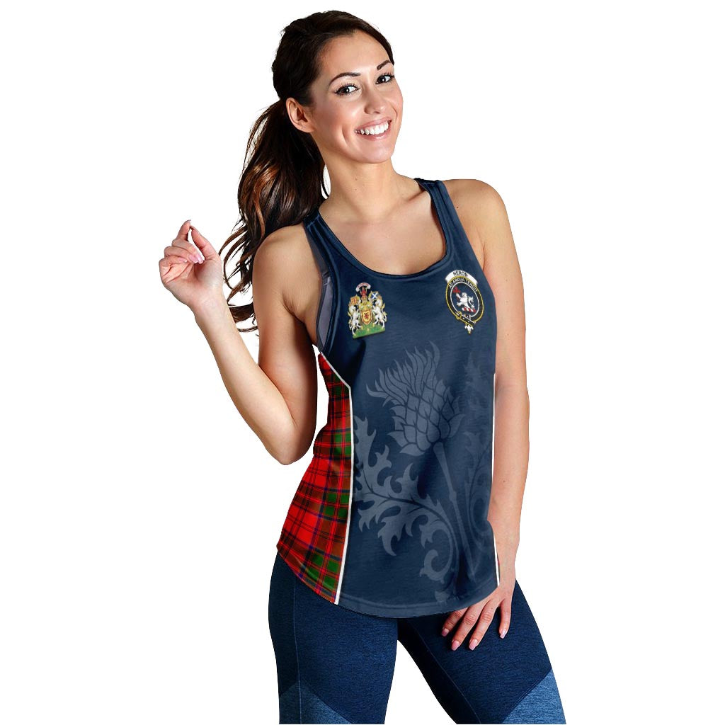 Tartan Vibes Clothing Heron Tartan Women's Racerback Tanks with Family Crest and Scottish Thistle Vibes Sport Style