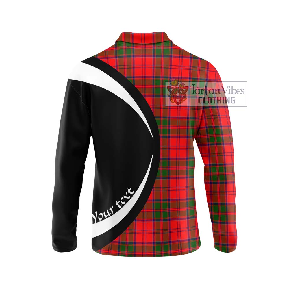 Heron Tartan Long Sleeve Polo Shirt with Family Crest Circle Style - Tartan Vibes Clothing