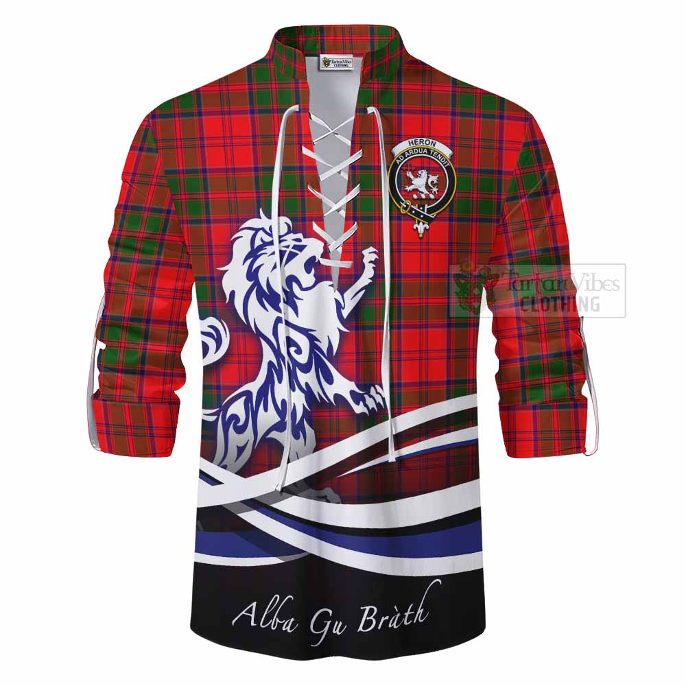 Tartan Vibes Clothing Heron Tartan Ghillie Kilt Shirt with Alba Gu Brath Regal Lion Emblem