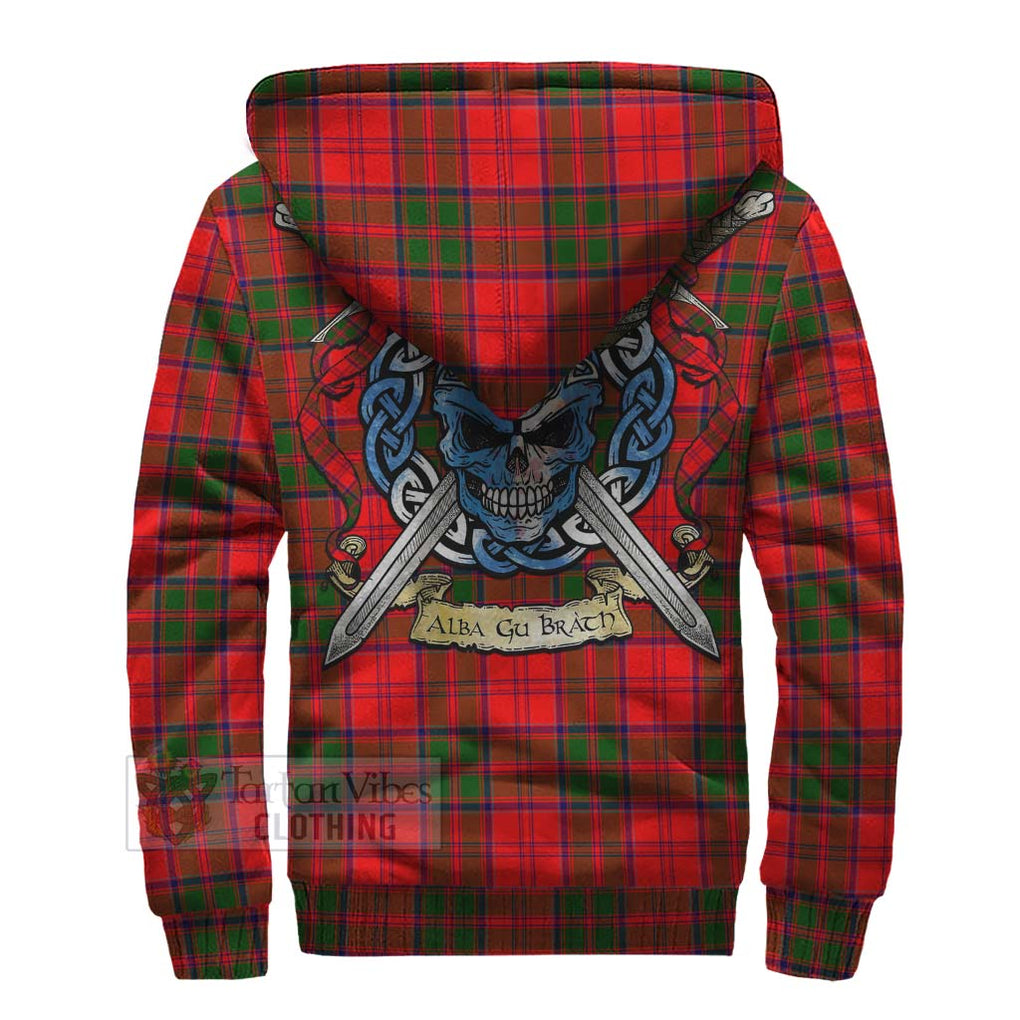 Tartan Vibes Clothing Heron Tartan Sherpa Hoodie with Family Crest Celtic Skull Style