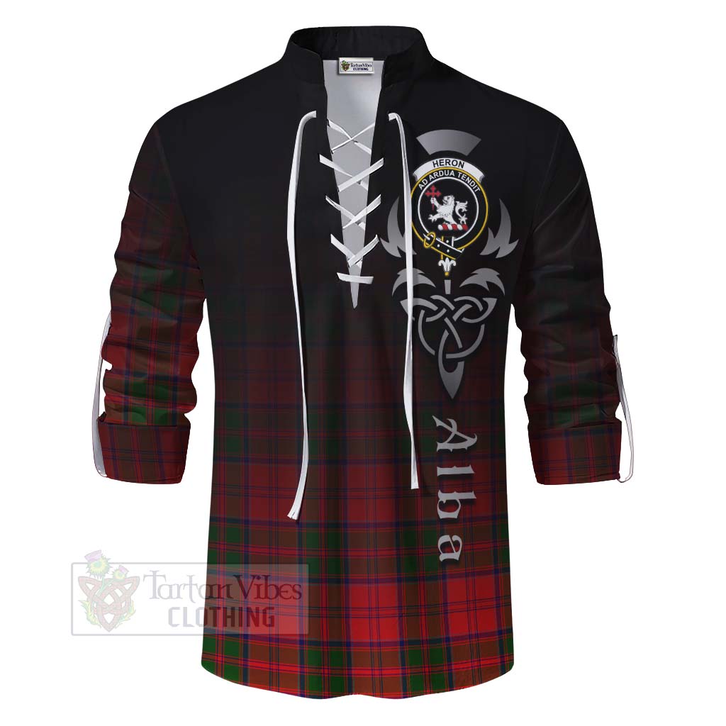 Tartan Vibes Clothing Heron Tartan Ghillie Kilt Shirt Featuring Alba Gu Brath Family Crest Celtic Inspired