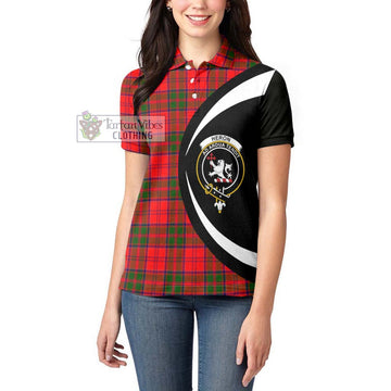 Heron Tartan Women's Polo Shirt with Family Crest Circle Style