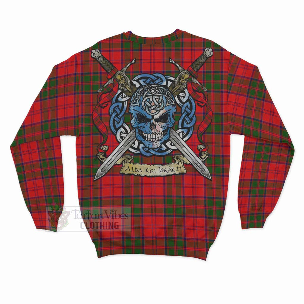 Tartan Vibes Clothing Heron Tartan Sweatshirt with Family Crest Celtic Skull Style