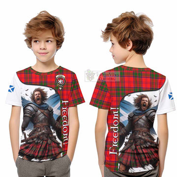 Heron Crest Tartan Kid T-Shirt Inspired by the Freedom of Scottish Warrior