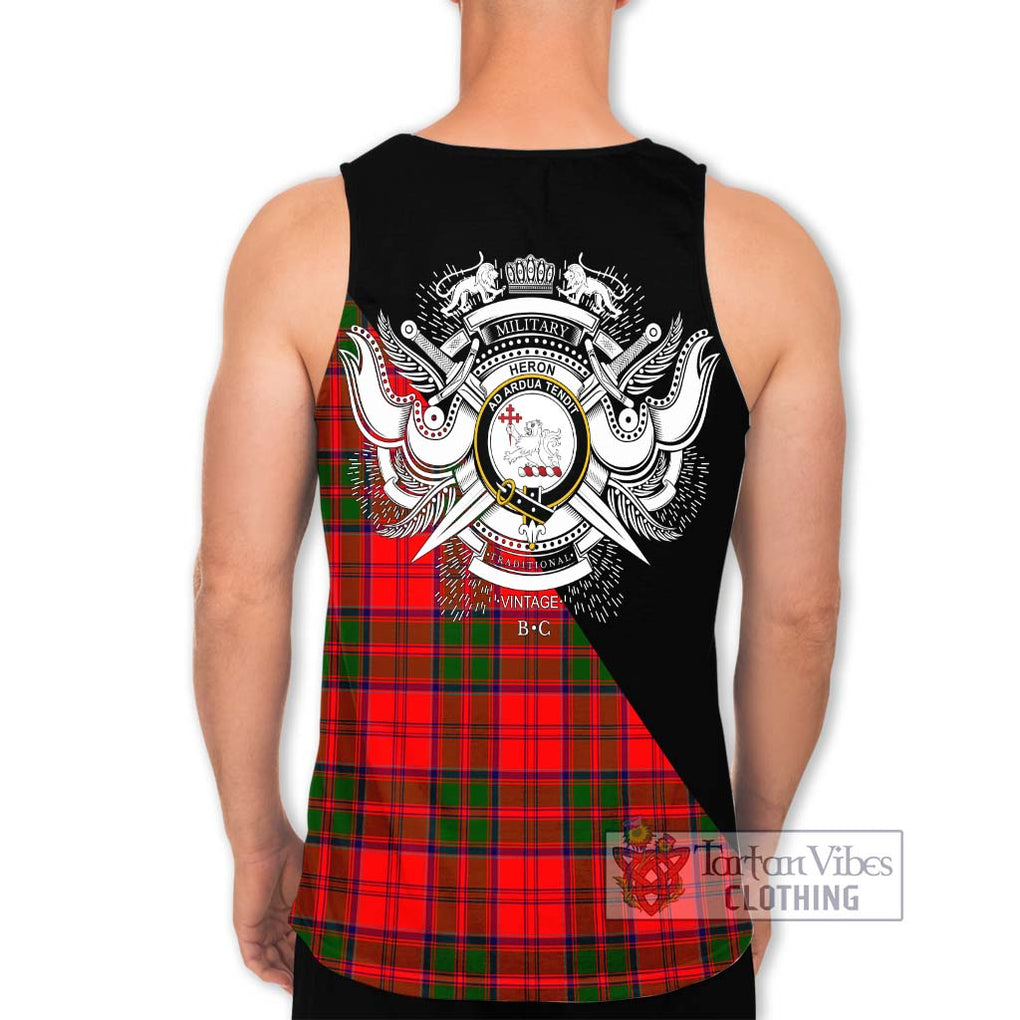 Heron Tartan Men's Tank Top with Family Crest and Military Logo Style - Tartanvibesclothing Shop