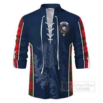 Heron Tartan Ghillie Kilt Shirt with Family Crest and Scottish Thistle Vibes Sport Style