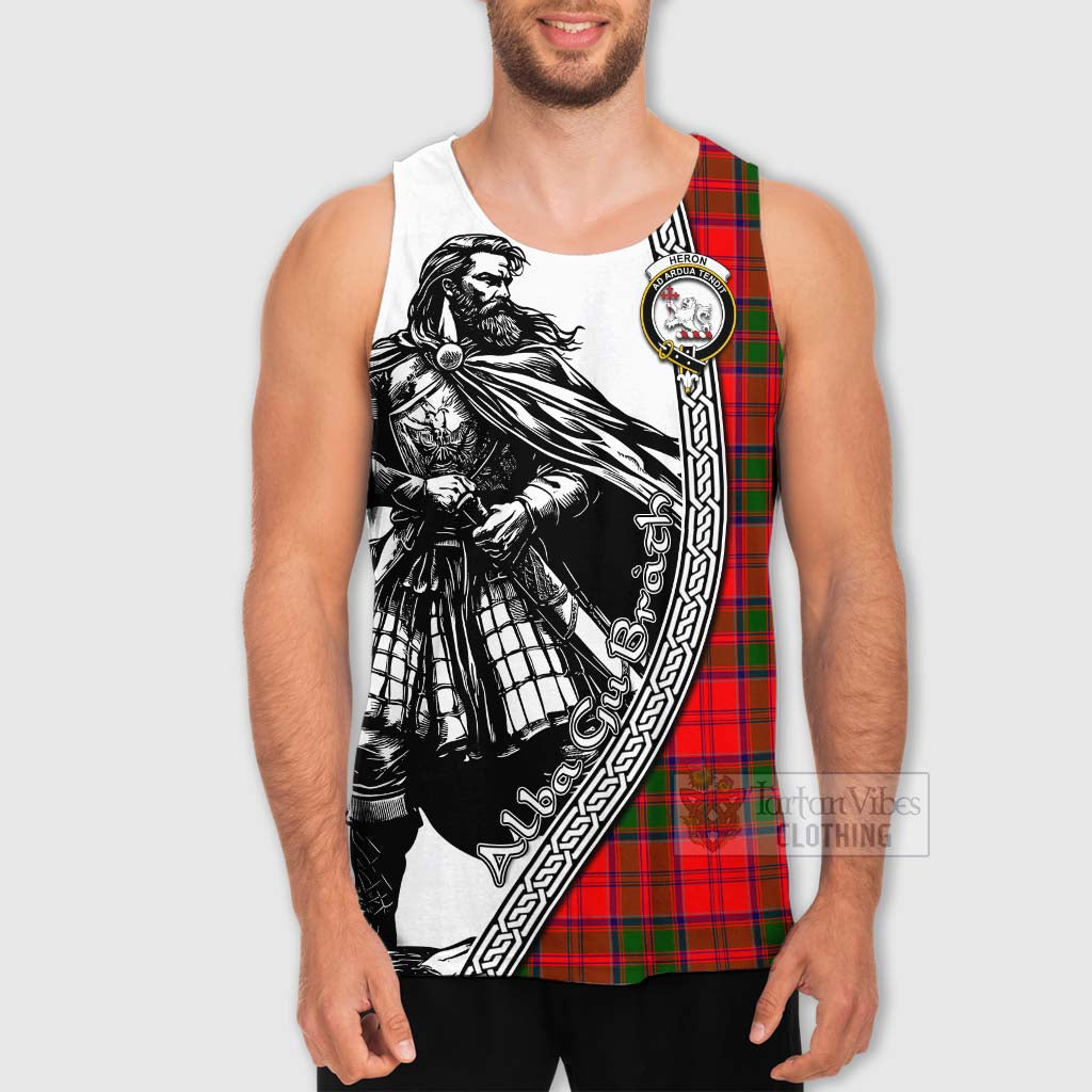 Tartan Vibes Clothing Heron Tartan Clan Crest Men's Tank Top with Highlander Warrior Celtic Style