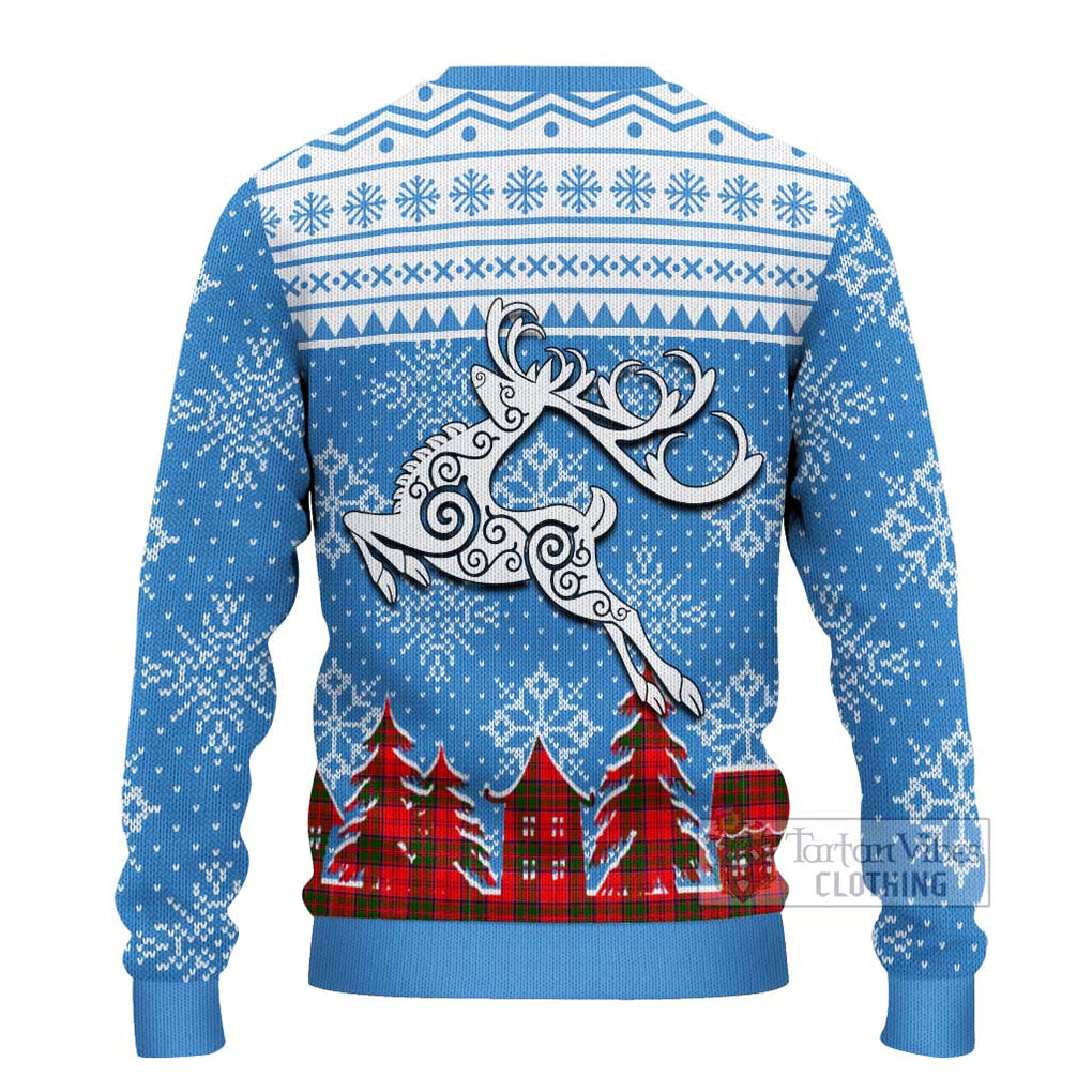 Tartan Vibes Clothing Heron Clan Christmas Ugly Sweater with Tartan and Celtic Raindeer Style