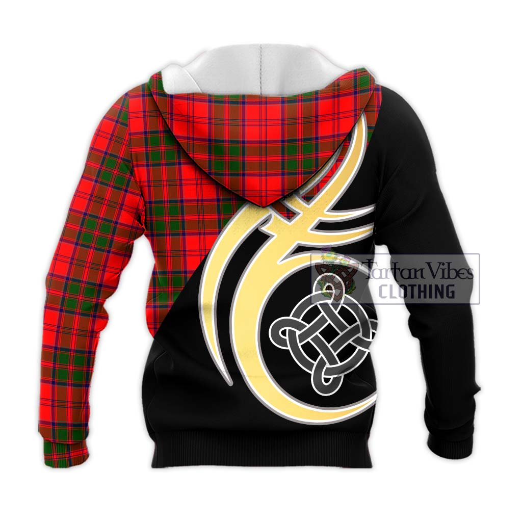 Tartan Vibes Clothing Heron Tartan Knitted Hoodie with Family Crest and Celtic Symbol Style