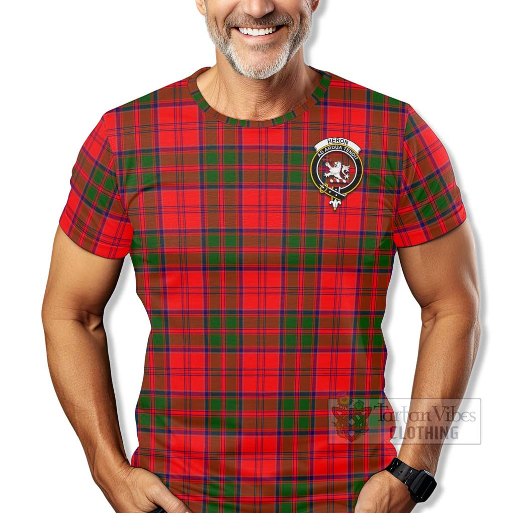 Tartan Vibes Clothing Heron Tartan T-Shirt with Family Crest Celtic Skull Style