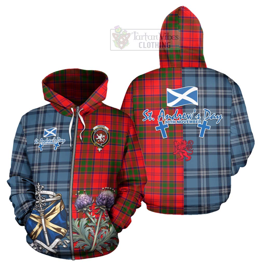 Tartan Vibes Clothing Heron Tartan Hoodie Happy St. Andrew's Day Half Tartan Style