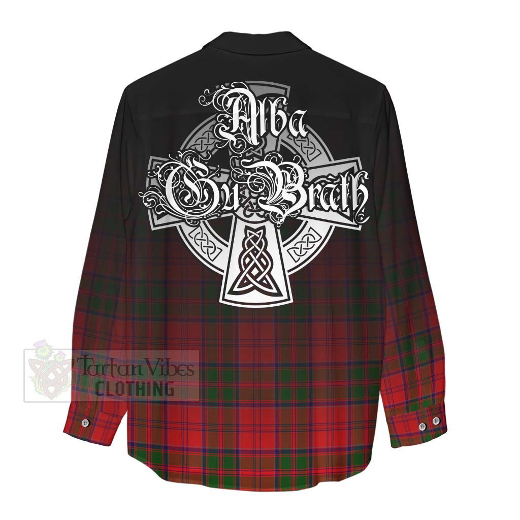 Tartan Vibes Clothing Heron Tartan Women's Casual Shirt Featuring Alba Gu Brath Family Crest Celtic Inspired