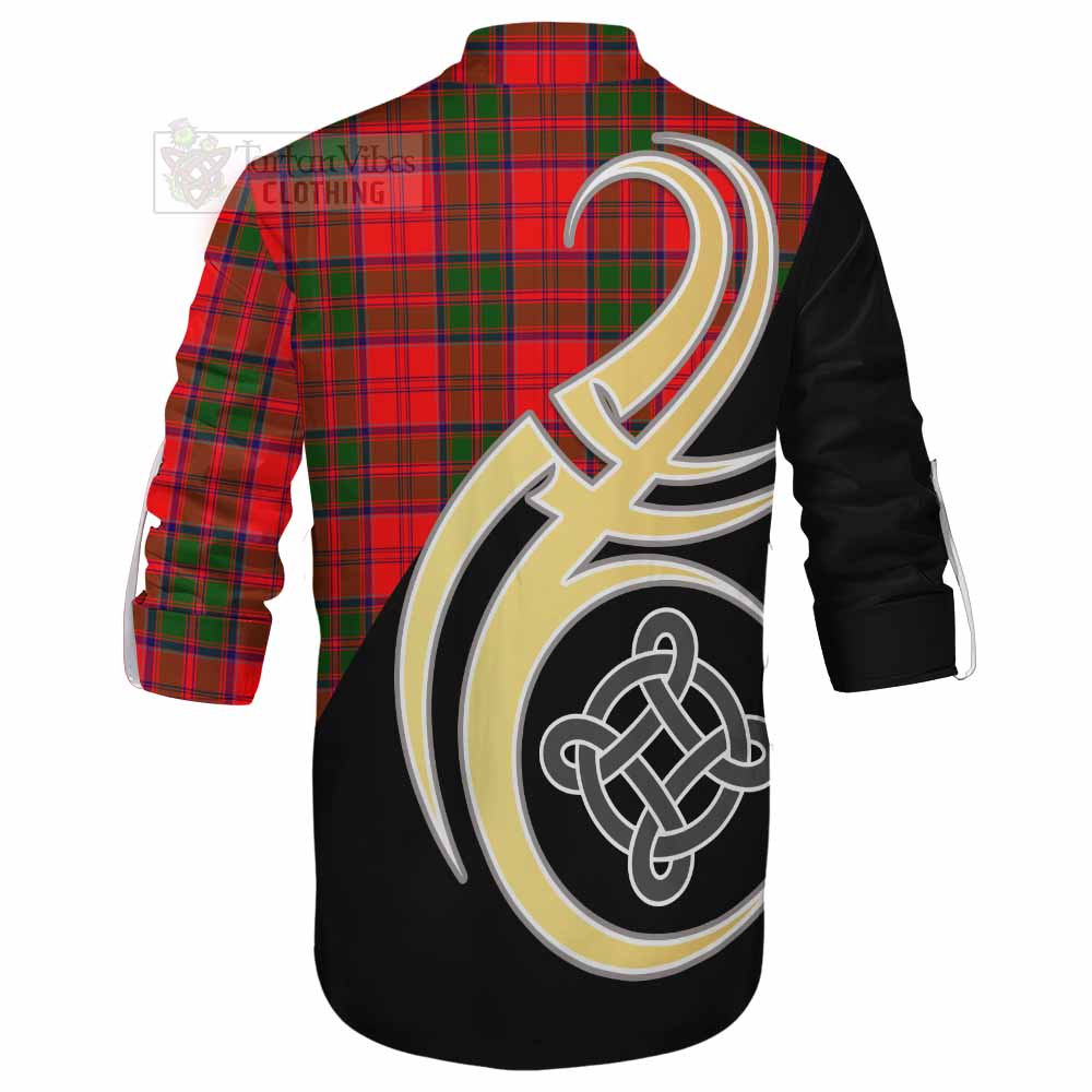 Tartan Vibes Clothing Heron Tartan Ghillie Kilt Shirt with Family Crest and Celtic Symbol Style