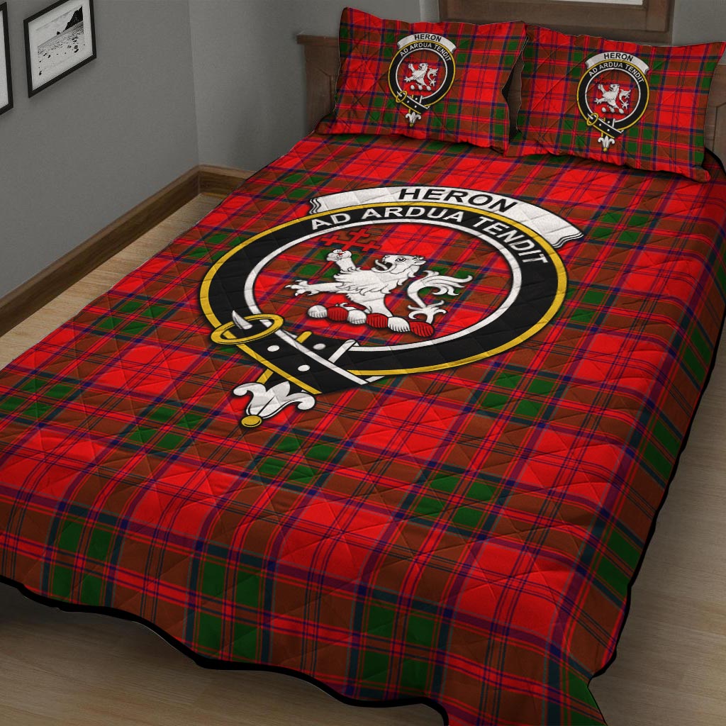 Heron Tartan Quilt Bed Set with Family Crest - Tartanvibesclothing